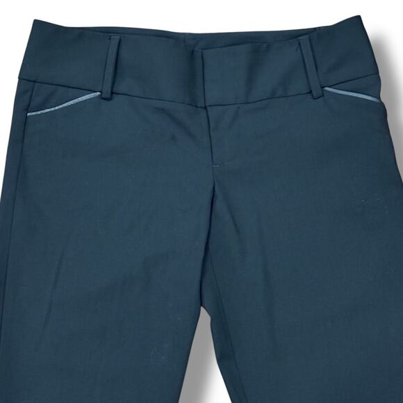 Alice + Olivia Size 12 Black Lightweight Wool Leather Trim Pants Trousers - Picture 2 of 6